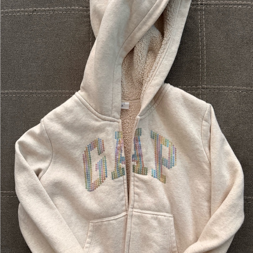 GAP Kids Beige Hoodie with Multicolor Logo